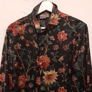 Silk-like Floral Button Up Shirt